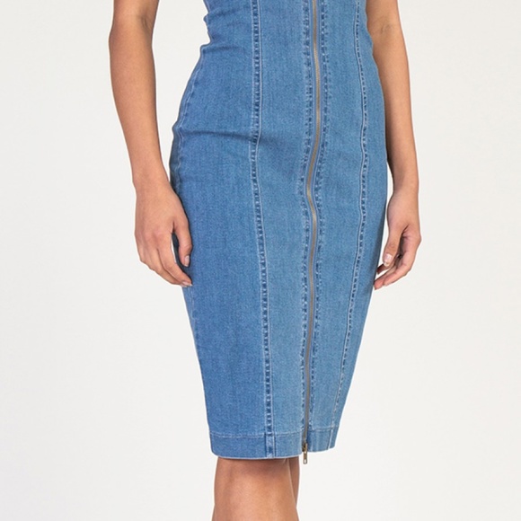 Bustier Denim Bodycon Dress " Bronx Girl" - Picture 2 of 4